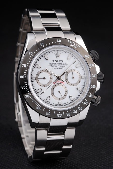 Swiss Movement Rolex Daytona Stainless Steel Black Enameled White Dial 48mm