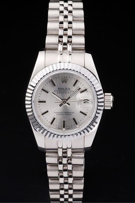Rolex Datejust Swiss  Movement Replica Ladies  Silver Watches Silver Dial 34mm