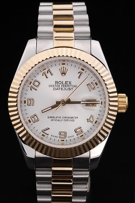 Rolex Datejust Swiss Movement Quality Replica Watches Silver Gold Watch White Dial 47mm