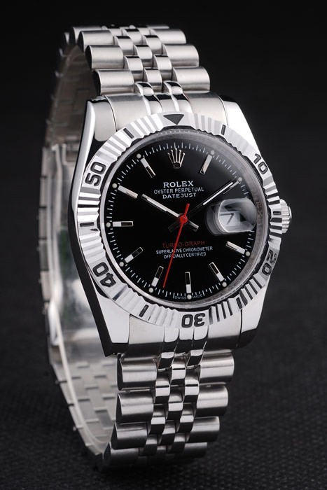 Rolex Datejust Swiss Movement Quality Replica Watches Silver Watch Black Dial 45mm