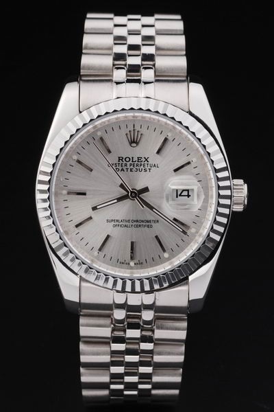 Rolex Datejust Swiss Movement Replica Watches Silver Watch Grey Dial 44mm