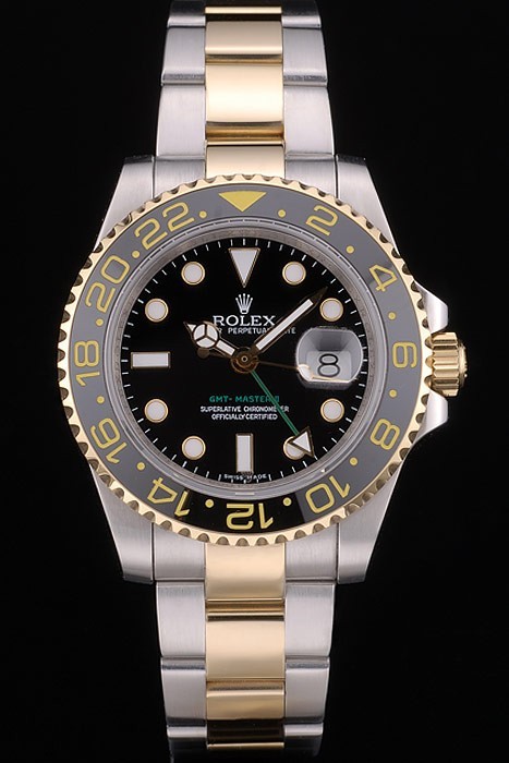 Swiss Movement Rolex GMT Master Rose Gold Bezel Black Dial 48mm