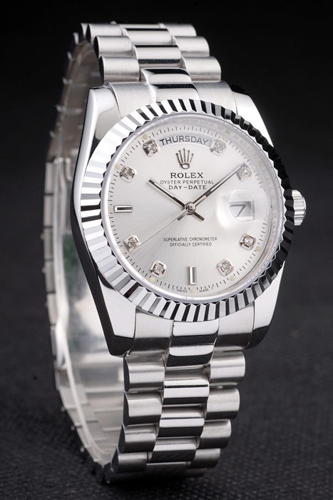 Rolex Day-Date Swiss Movement Quality Replica Watches  Automatic Watch Silver White Dial 45mm