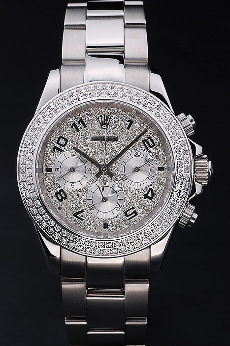 Rolex Daytona Swiss Movement Monochrome Watch Silver White Crystal Dial 48mm