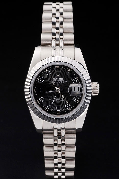 Rolex Datejust Swiss Movement Replica Ladies Watches Black Dial 34mm