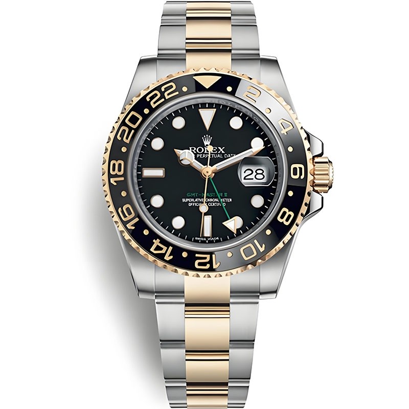 Replica Swiss Rolex GMT-Master II GMT Black Dial Black Stainless Steel  Men's Watch 116713 High End