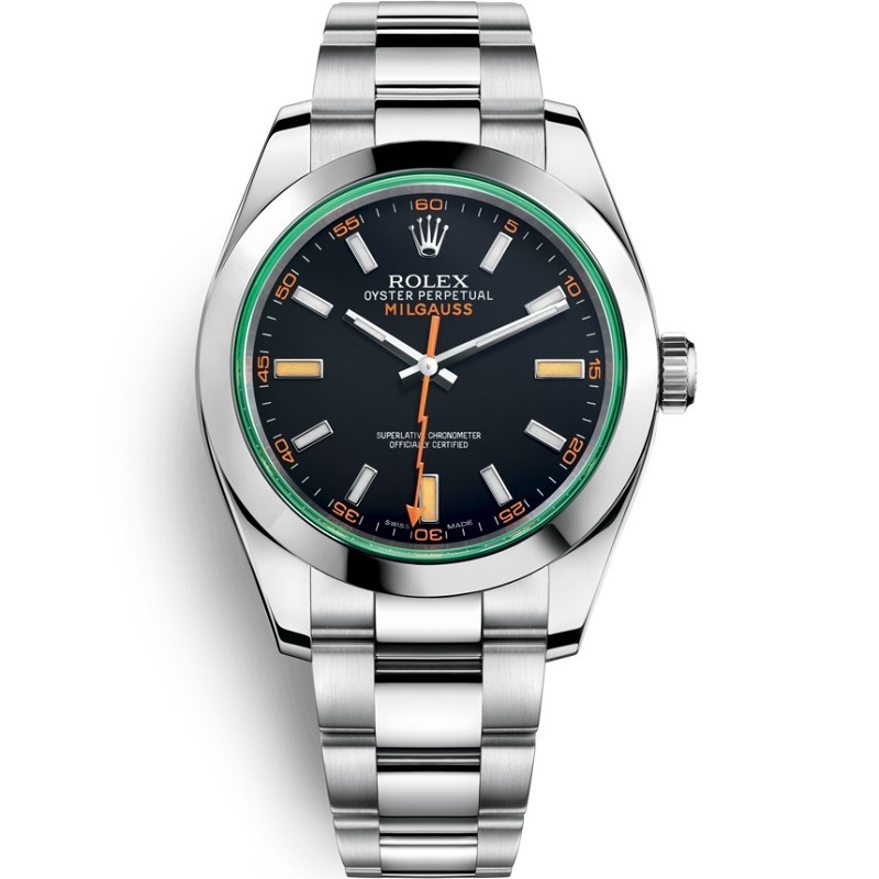 High End Replica Swiss Rolex Milgauss Automatic Black Dial Stainless Steel Men's Watch 116400GV