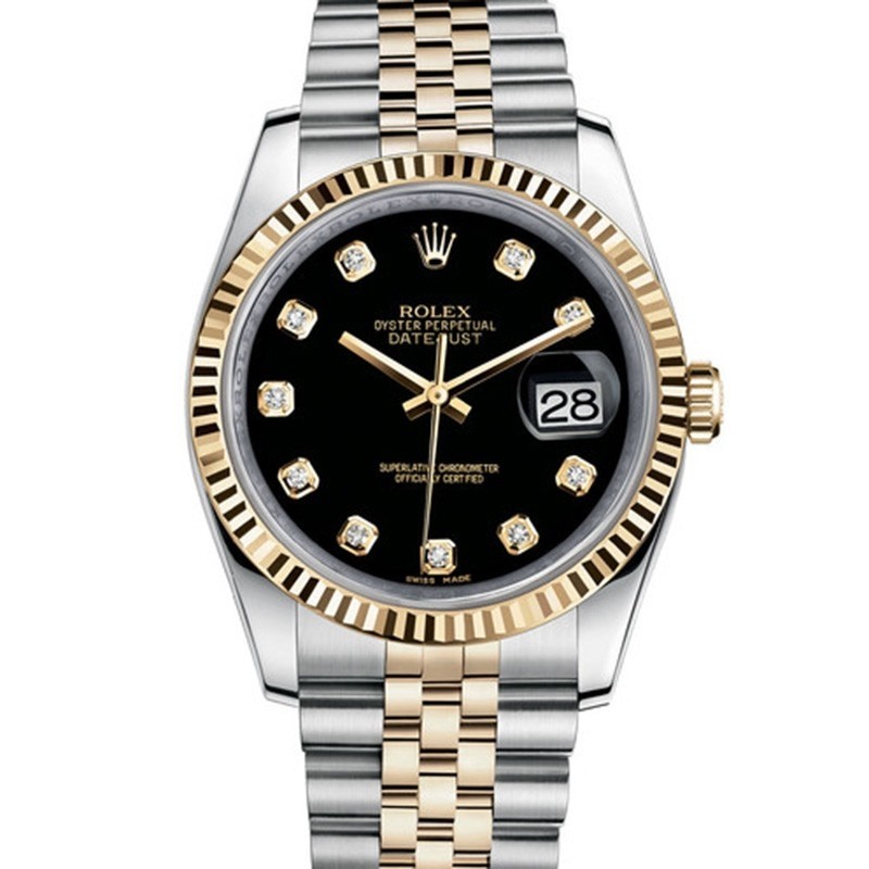 High End Swiss Rolex Datejust 36 Black Diamond Dial Replica Men's Jubilee Watch 126233 