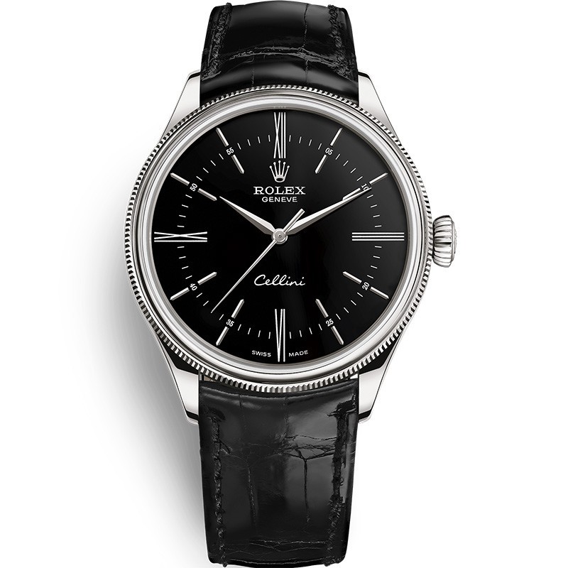 High End Replica Rolex Cellini Time Black Dial Automatic Men's Watch 50509