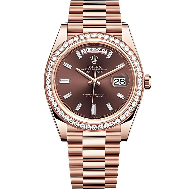 Replica Swiss Rolex Day Date 40 Automatic Chocolate Diamond Dial Men's Watch 228345 High End