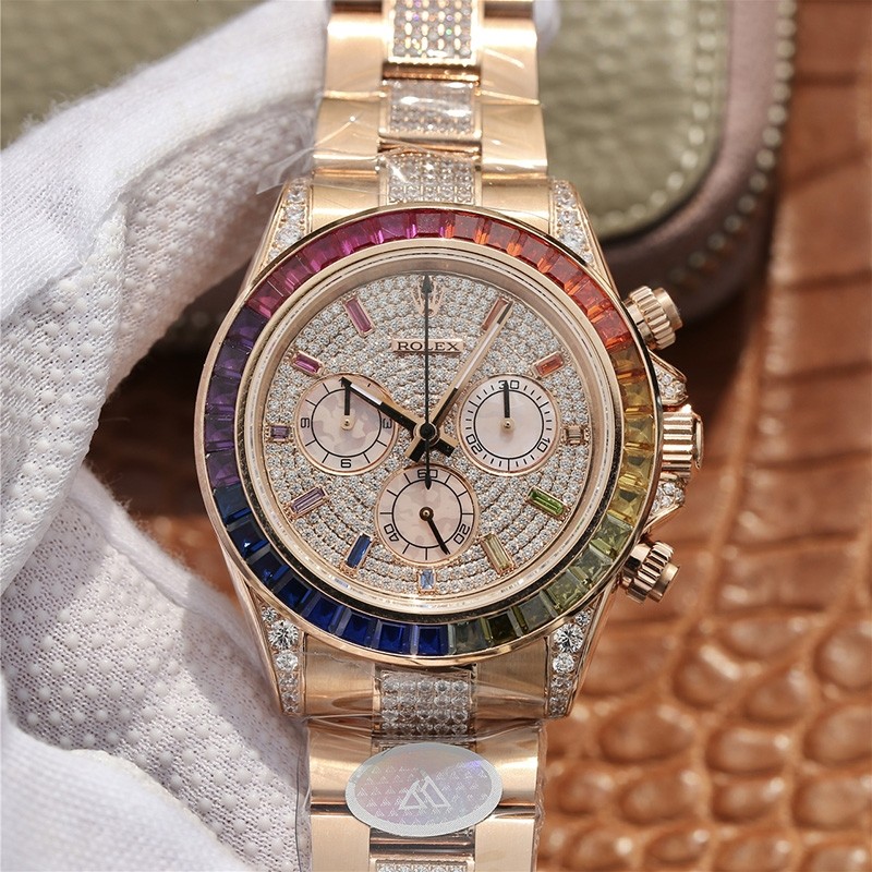 Replica Rolex Daytona 116595RBOW Rainbow Pave Diamond Automatic Man's Watch 