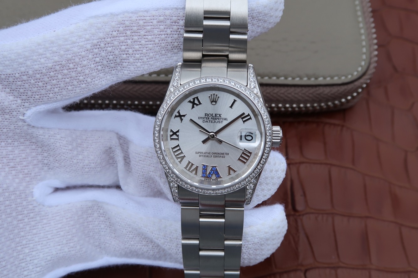 Replica Rolex Lady-Datejust 178383 White Dial Diamond Stainless Steel Ladies Watch 