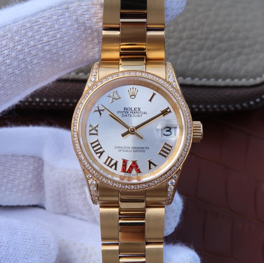 Replica Rolex Lady-Datejust Everose White Dial Roman Number Markers Ladies Watch 178383 