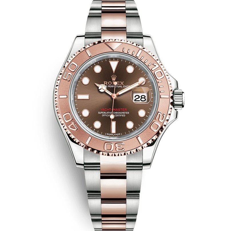 Replica Swiss Rolex Yacht-Master 116621 Chocolate Dial Steel and 18K Everose Men's Oyster Watch