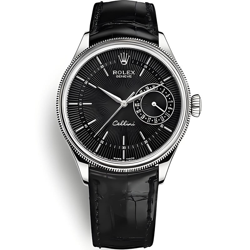 High End Replica Swiss Rolex Cellini Black Dial Men's Watch 50519-0007