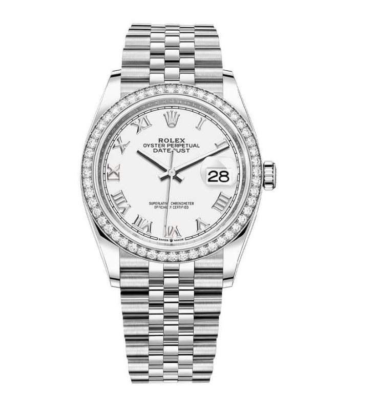 Replica Swiss Rolex Datejust 126284 White Diamond Dial Automatic Unisex Jubilee Watch 