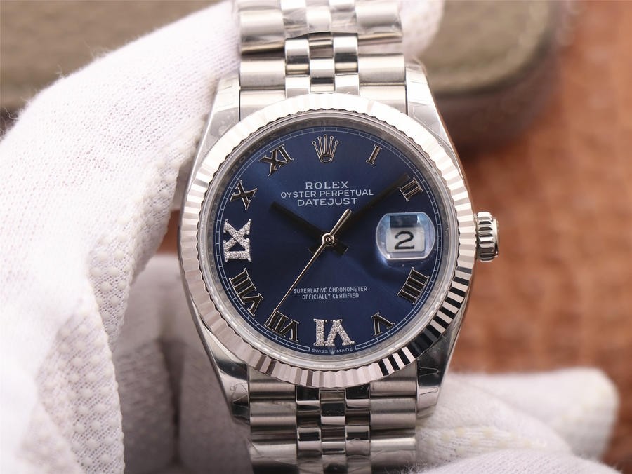 Replica Swiss Rolex Datejust 36 Blue Jubilee Dial Unisex Oyster Watch 126234