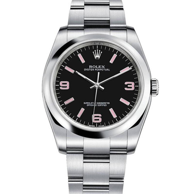 High End Replica Swiss Rolex Oyster Perpetual Automatic Chronometer Black Dial Men's Watch 116000
