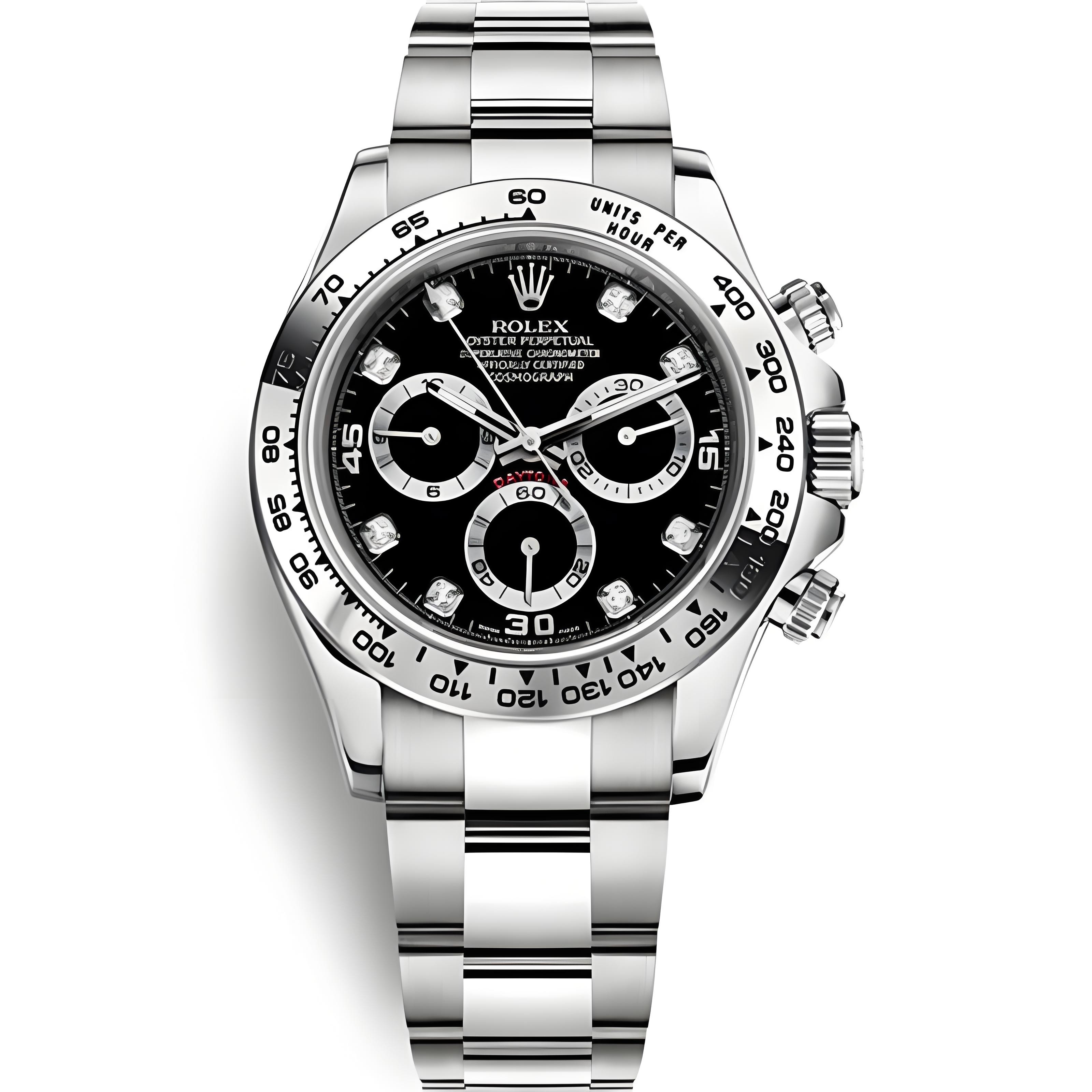 Replica Swiss Rolex Cosmograph Daytona Automatic Diamond Black Dial Men's Oyster Watch 116509 High End 