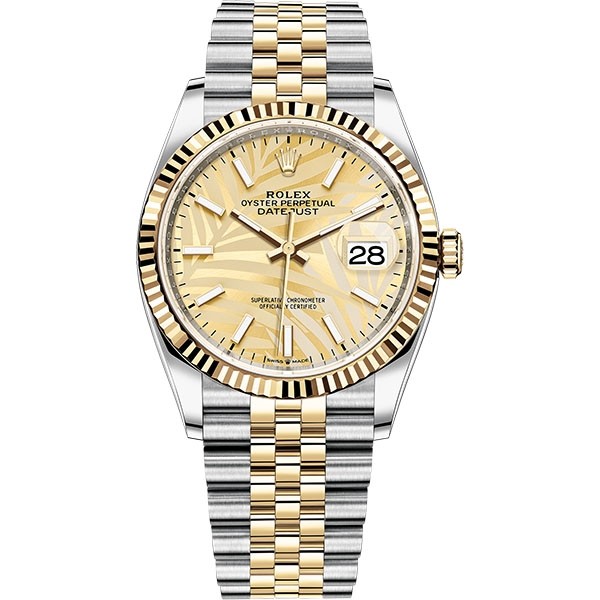 Replica Rolex Datejust Gold Palm Leaf Dial Automatic Men's Watch 126233