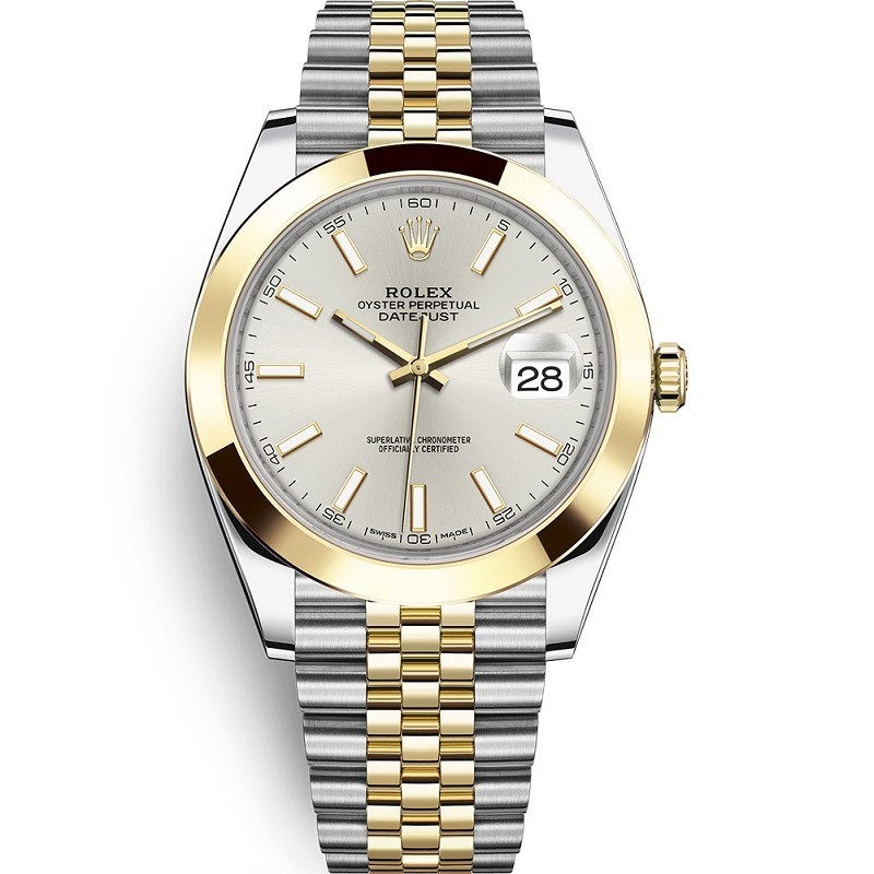 Rolex Datejust 41 Silver Dial Steel and 18K Yellow Gold Jubilee Bracelet Replica Swiss Men's Watch 126303SSJ