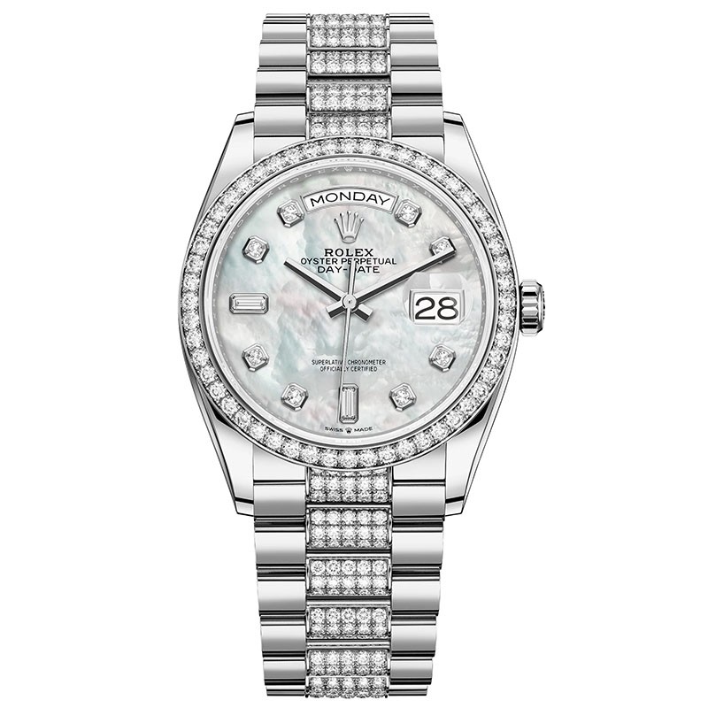 High End Replica Swiss Rolex Day-Date 36 Mother of Pearl  President Watch 128348RBR