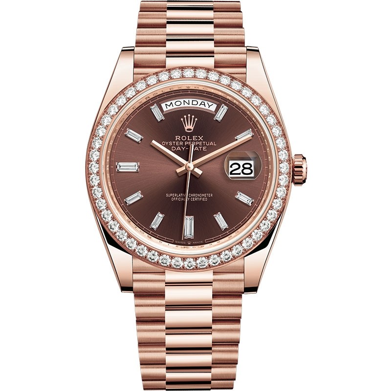 High End Replica Swiss Rolex Day-Date 40 Automatic Chocolate Dial Unisex Watch 228345 High End