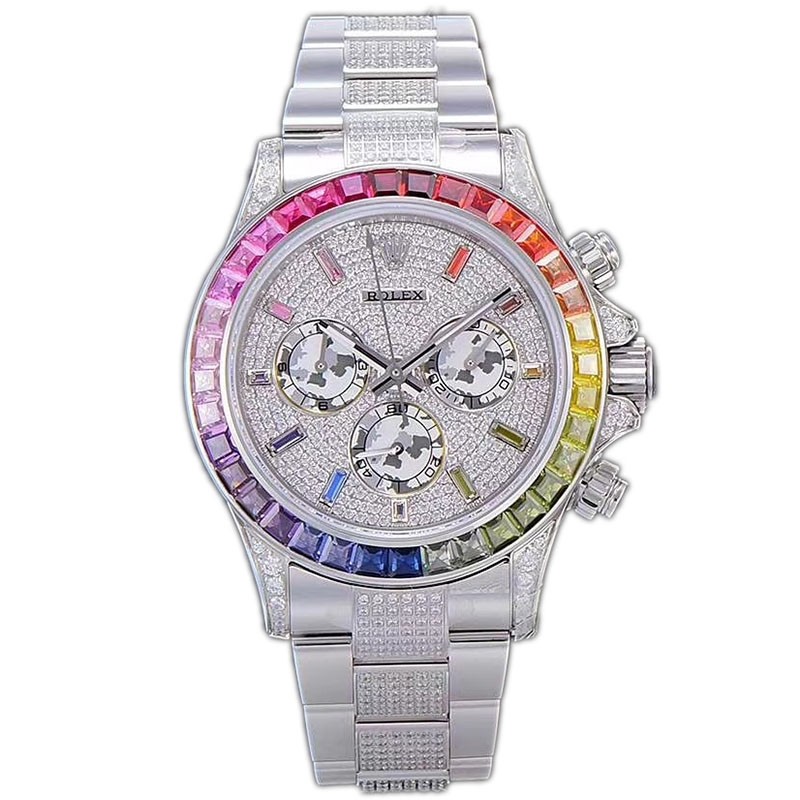 Replica Rolex Daytona 116595RBOW Rainbow Pave Diamond Automatic Man's Watch 