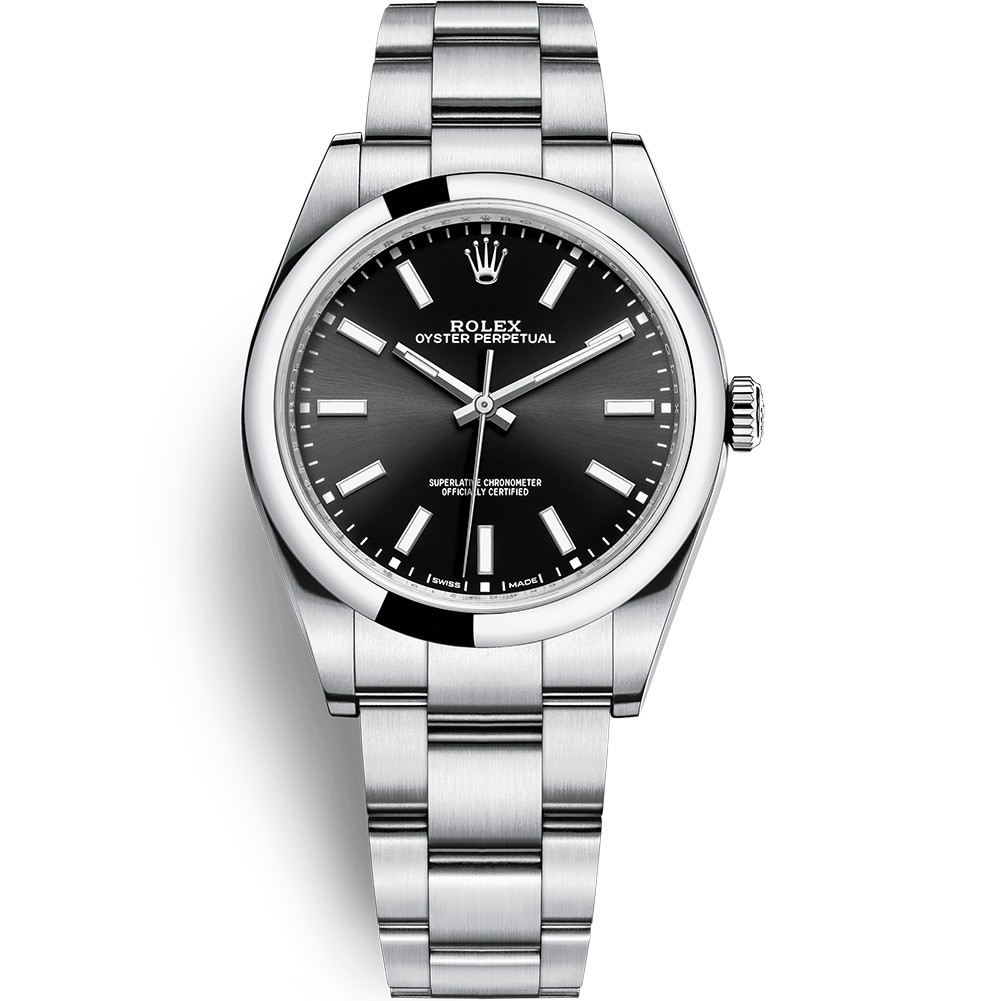 Super Clone Swiss Rolex Oyster Perpetual 39 Automatic Black Dial Replica Men's Watch 114300-0005