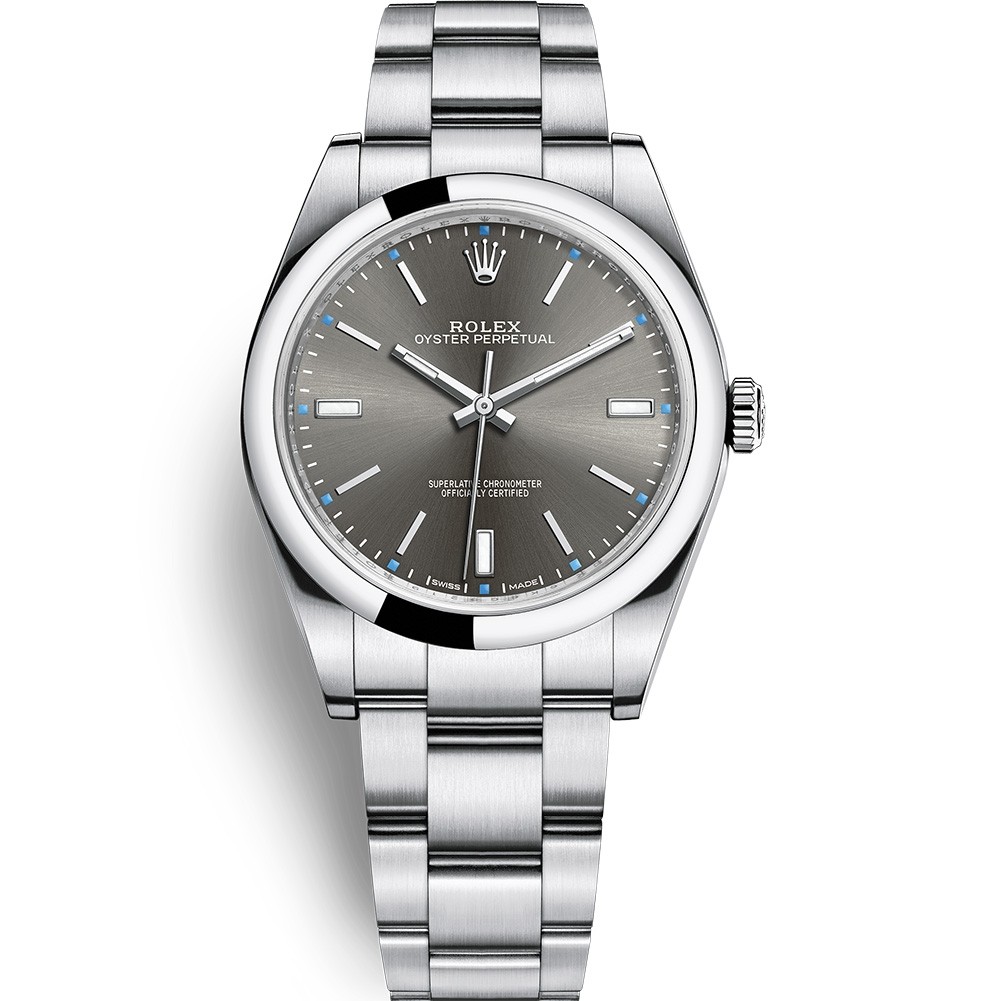 Swiss Rolex Oyster Perpetual Automatic Rhodium Dial Men's  Replica  Watch 114300-0001 39mm