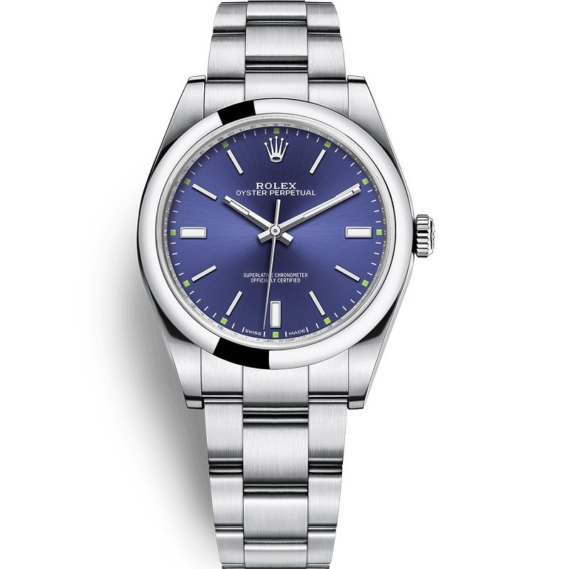 Swiss Rolex Oyster Perpetual Automatic Blue Dial Replica Men's Watch 114300-0003