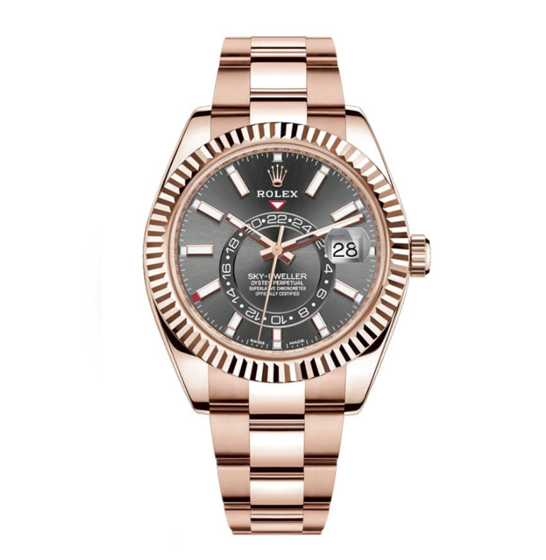 High End Swiss Rolex Sky-Dweller Automatic Everose Rhodium Dial Replica Men's Watch 326935