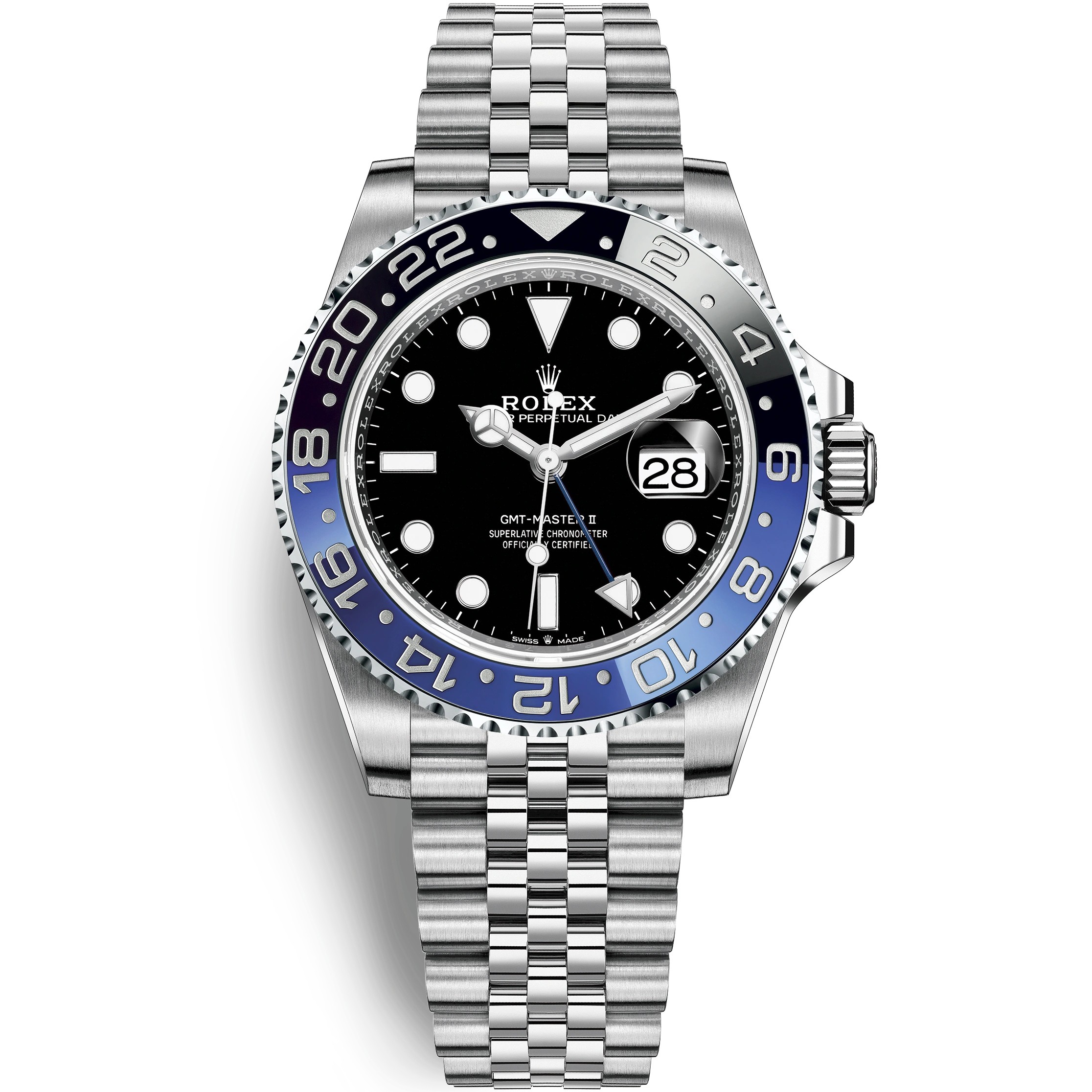 Super Clone Rolex GMT-Master II Swiss Automatic Replica Blue and Black Bezel Black Dial Men's Watch 126710BLNR-0002 