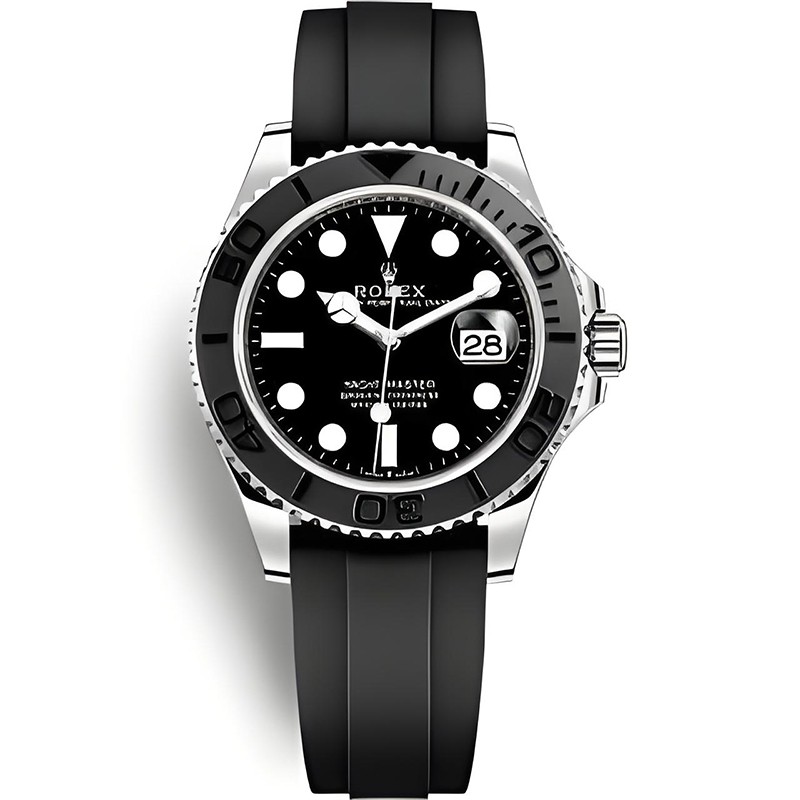  Super Clone Replica Swiss Rolex Yacht-Master Automatic Black Dial  Black Rubber Strap Men's Watch 226659 42mm
