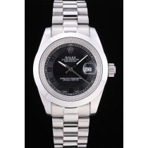 Rolex Datejust Swiss Movement Quality Replica Watches Silver Watch Black Dial 48mm