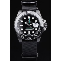 Rolex Swiss GMT Master II Pro-Hunter Swiss Movement Black Fabric Strap Black Dial 47mm