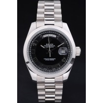 Swiss Movement Rolex Daydate Stainless Steel Bracelet Black Dial 49mm