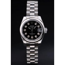 Rolex Datejust Swiss Movement Quality Replica Watches Silver Watch Black Dial 34mm