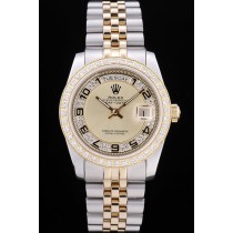 Rolex Swiss Movement Two-color Watch Golden Dial 44mm