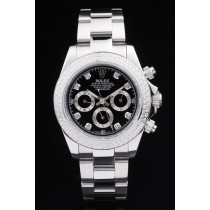 Rolex Daytona Swiss Movement Monochrome Watch Black Dial 48mm