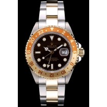 Rolex GMT Master II Swiss Movement Gold Colored Ceramic Bezel Brown Dial Tachymeter 48mm