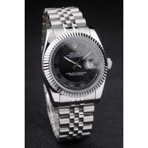 Rolex Datejust Swiss Movement Quality Replica Watches Silver Watch Black Dial 45mm