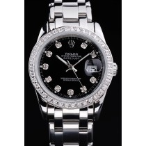 Rolex Datejust Swiss Movement Quality Replica Watches Silver Watch Black Dial 48mm