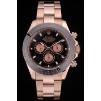Rolex Daytona Swiss Movement Black Ion Plated Tachymeter Rose Gold Strap Black Dial 50mm