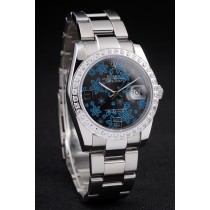 Rolex Datejust Swiss Movement Quality Replica Watches Silver Watch Black Blue Dial 45mm