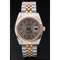 Rolex Datejust Swiss Movement Replica Watches Silver Watch Dark Grey  Dial 44mm