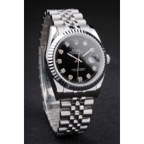 Rolex Datejust Swiss Movement Replica Watches Silver Watch Black Dial 44mm