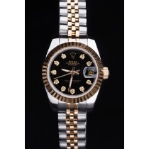 Rolex Datejust Swiss Movement Quality Replica Watches Silver Watch Black Dial 34mm