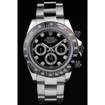 Rolex Daytona Swiss Movement Stainless Steel Black Enameled Black Dial 48mm