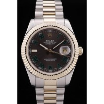 Rolex DateJust Swiss Movement Quality Replica Watches Silver Watch Black Dial 50mm